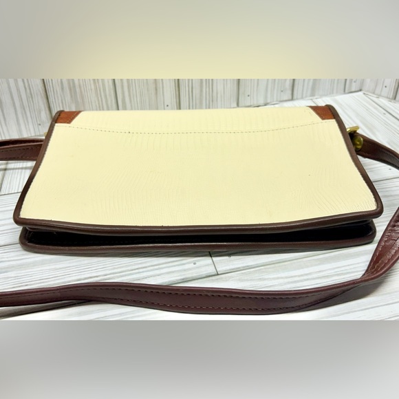 Vintage D. Brev Shoulder Bag Handbag Purse Ivory Brown Rectangle 11" - Picture 3 of 10